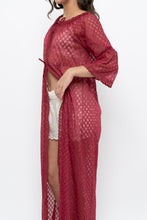 Load image into Gallery viewer, Vintage x Made in USA x Red Eyelette Front-tie Slip (XS-M)