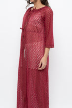 Load image into Gallery viewer, Vintage x Made in USA x Red Eyelette Front-tie Slip (XS-M)
