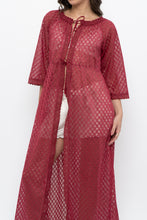 Load image into Gallery viewer, Vintage x Made in USA x Red Eyelette Front-tie Slip (XS-M)