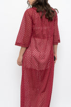 Load image into Gallery viewer, Vintage x Made in USA x Red Eyelette Front-tie Slip (XS-M)