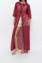 Load image into Gallery viewer, Vintage x Made in USA x Red Eyelette Front-tie Slip (XS-M)