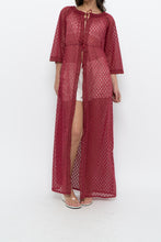 Load image into Gallery viewer, Vintage x Made in USA x Red Eyelette Front-tie Slip (XS-M)