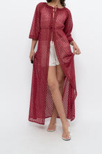 Load image into Gallery viewer, Vintage x Made in USA x Red Eyelette Front-tie Slip (XS-M)