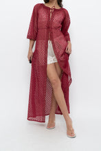 Load image into Gallery viewer, Vintage x Made in USA x Red Eyelette Front-tie Slip (XS-M)