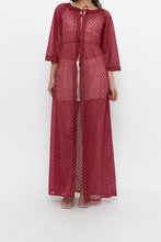 Load image into Gallery viewer, Vintage x Made in USA x Red Eyelette Front-tie Slip (XS-M)
