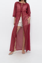 Load image into Gallery viewer, Vintage x Made in USA x Red Eyelette Front-tie Slip (XS-M)