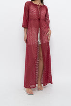 Load image into Gallery viewer, Vintage x Made in USA x Red Eyelette Front-tie Slip (XS-M)