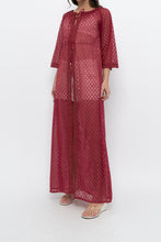 Load image into Gallery viewer, Vintage x Made in USA x Red Eyelette Front-tie Slip (XS-M)