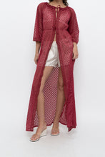Load image into Gallery viewer, Vintage x Made in USA x Red Eyelette Front-tie Slip (XS-M)