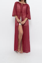 Load image into Gallery viewer, Vintage x Made in USA x Red Eyelette Front-tie Slip (XS-M)
