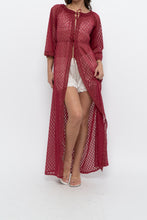 Load image into Gallery viewer, Vintage x Made in USA x Red Eyelette Front-tie Slip (XS-M)