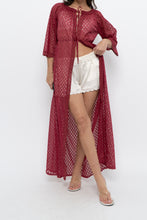 Load image into Gallery viewer, Vintage x Made in USA x Red Eyelette Front-tie Slip (XS-M)
