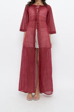 Load image into Gallery viewer, Vintage x Made in USA x Red Eyelette Front-tie Slip (XS-M)