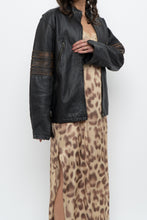 Load image into Gallery viewer, Vintage x Black, Brown Striped Leather Biker Jacket (XS-M)
