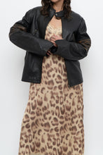 Load image into Gallery viewer, Vintage x Black, Brown Striped Leather Biker Jacket (XS-M)