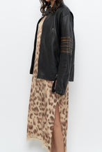 Load image into Gallery viewer, Vintage x Black, Brown Striped Leather Biker Jacket (XS-M)