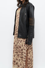 Load image into Gallery viewer, Vintage x Black, Brown Striped Leather Biker Jacket (XS-M)