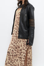 Load image into Gallery viewer, Vintage x Black, Brown Striped Leather Biker Jacket (XS-M)