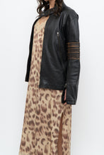 Load image into Gallery viewer, Vintage x Black, Brown Striped Leather Biker Jacket (XS-M)