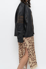 Load image into Gallery viewer, Vintage x Black, Brown Striped Leather Biker Jacket (XS-M)