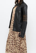 Load image into Gallery viewer, Vintage x Black, Brown Striped Leather Biker Jacket (XS-M)