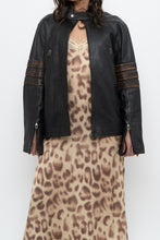 Load image into Gallery viewer, Vintage x Black, Brown Striped Leather Biker Jacket (XS-M)