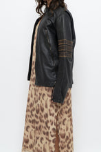 Load image into Gallery viewer, Vintage x Black, Brown Striped Leather Biker Jacket (XS-M)