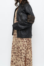 Load image into Gallery viewer, Vintage x Black, Brown Striped Leather Biker Jacket (XS-M)