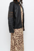 Load image into Gallery viewer, Vintage x Black, Brown Striped Leather Biker Jacket (XS-M)