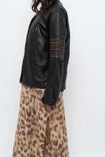 Load image into Gallery viewer, Vintage x Black, Brown Striped Leather Biker Jacket (XS-M)