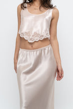 Load image into Gallery viewer, Vintage x Made in Canada x Light Pink Satin Lace Crop Tank (XS-M)