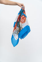 Load image into Gallery viewer, Vintage x Blue Floral Silk Scarf