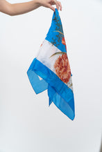 Load image into Gallery viewer, Vintage x Blue Floral Silk Scarf