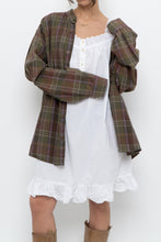 Load image into Gallery viewer, Vintage x EDDIE BAUER Olive Green, Purple Plaid Cotton Flannel (S-XL)