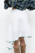 Load image into Gallery viewer, Vintage x White Asymmetric Green Trimmed Midi Skirt (L, XL)