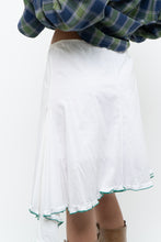 Load image into Gallery viewer, Vintage x White Asymmetric Green Trimmed Midi Skirt (L, XL)