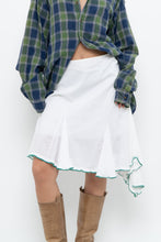 Load image into Gallery viewer, Vintage x White Asymmetric Green Trimmed Midi Skirt (L, XL)