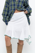 Load image into Gallery viewer, Vintage x White Asymmetric Green Trimmed Midi Skirt (L, XL)