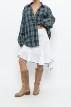 Load image into Gallery viewer, Vintage x White Asymmetric Green Trimmed Midi Skirt (L, XL)
