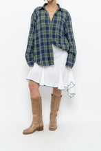 Load image into Gallery viewer, Vintage x White Asymmetric Green Trimmed Midi Skirt (L, XL)