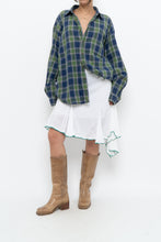 Load image into Gallery viewer, Vintage x White Asymmetric Green Trimmed Midi Skirt (L, XL)