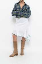 Load image into Gallery viewer, Vintage x White Asymmetric Green Trimmed Midi Skirt (L, XL)
