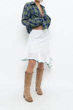 Load image into Gallery viewer, Vintage x White Asymmetric Green Trimmed Midi Skirt (L, XL)