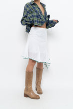 Load image into Gallery viewer, Vintage x White Asymmetric Green Trimmed Midi Skirt (L, XL)