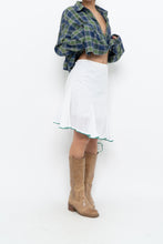 Load image into Gallery viewer, Vintage x White Asymmetric Green Trimmed Midi Skirt (L, XL)