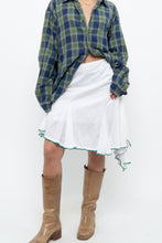 Load image into Gallery viewer, Vintage x White Asymmetric Green Trimmed Midi Skirt (L, XL)