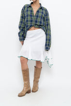 Load image into Gallery viewer, Vintage x White Asymmetric Green Trimmed Midi Skirt (L, XL)
