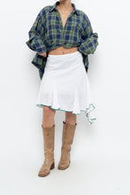 Load image into Gallery viewer, Vintage x White Asymmetric Green Trimmed Midi Skirt (L, XL)