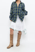 Load image into Gallery viewer, Vintage x White Asymmetric Green Trimmed Midi Skirt (L, XL)