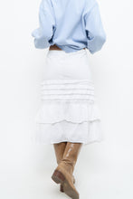 Load image into Gallery viewer, Vintage x Made in India x Cotton White Tiered Midi Skirt (XXL-4XL)